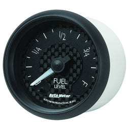 AUTOMETER 2-1/16", Black Carbon Fiber Dial, Short Sweep Electric, 0E-280F ohm GT Series Fuel Level Gauge AU8010 Autofit