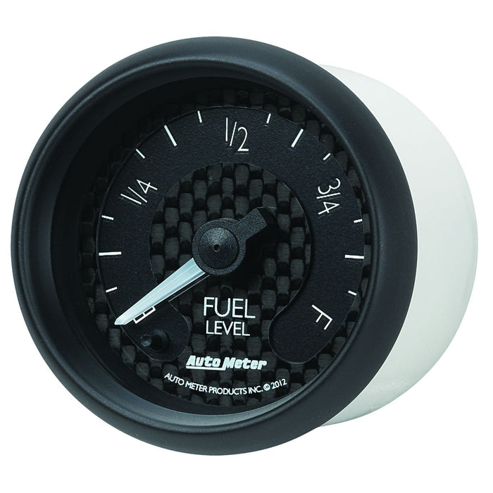 AUTOMETER 2-1/16", Black Carbon Fiber Dial, Short Sweep Electric, 0E-280F ohm GT Series Fuel Level Gauge AU8010 Autofit