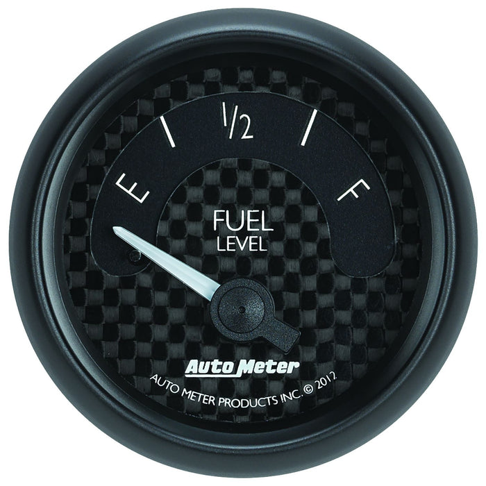 AUTOMETER 2-1/16", Black Carbon Fiber Dial, Short Sweep Electric, 240E-33F ohm GT Series Fuel Level Gauge AU8016 Autofit