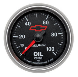 AUTOMETER 2-1/16", Black Dial, Full Sweep Mechanical, 0-100 psi Chev Bow-Tie Oil Pressure Gauge AU3621-00406 Autofit