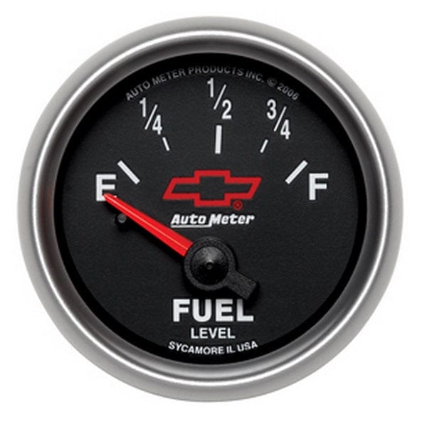 AUTOMETER 2-1/16", Black Dial, Short Sweep Electric, 0-90 ohm Chev Bow-Tie Fuel Level Gauge AU3613-00406 Autofit