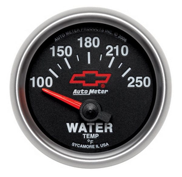 AUTOMETER 2-1/16", Black Dial, Short Sweep Electrical, 120-240°F Chev Bow-Tie Water Temperature Gauge AU3637-00406 Autofit