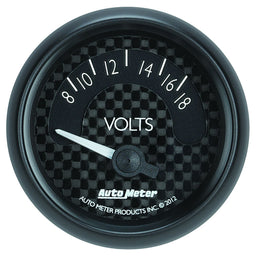 AUTOMETER 2-1/16", Black Dial, Short Sweep Electrical, 8-18 Volts GT Series Voltmeter Gauge AU8092 Autofit