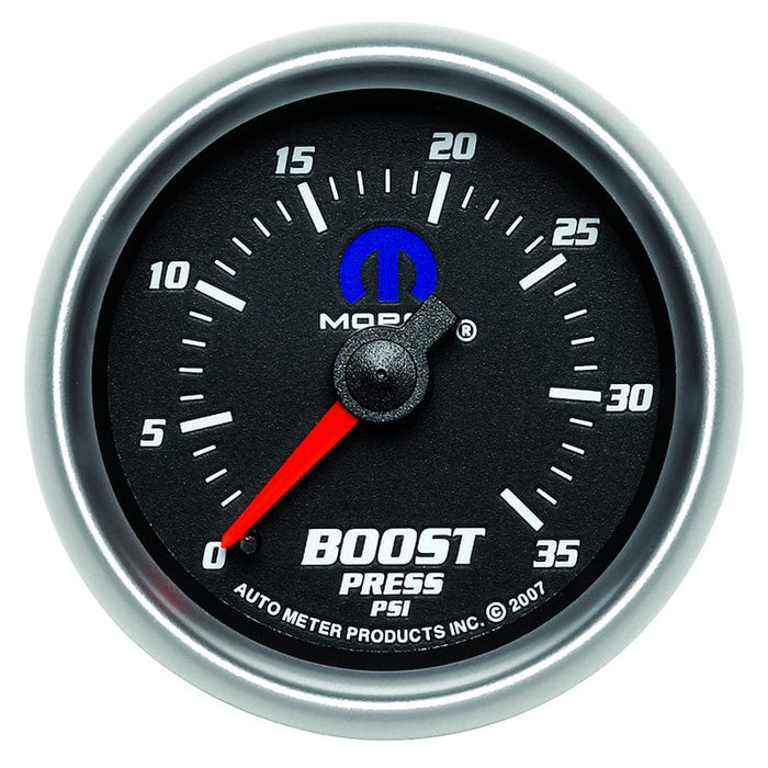 AUTOMETER 2-1/16", Black Dial/Silver Bezel, Full Sweep Mechanical, 0-35 psi Mopar Boost Gauge AU880011 Autofit