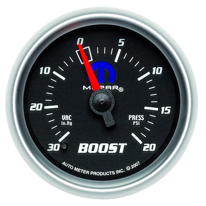AUTOMETER 2-1/16", Black Dial/Silver Bezel, Full Sweep Mechanical, 30 In. Hg./2 Mopar Boost/Vac Gauge AU880012 Autofit