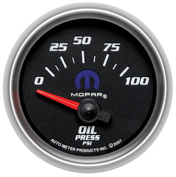 AUTOMETER 2-1/16", Black Dial/Silver Bezel, Short Sweep Electric, 0-100 psi Mopar Oil Pressure Gauge AU880015 Autofit