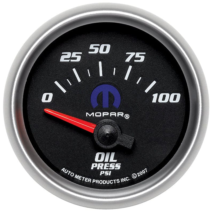 AUTOMETER 2-1/16", Black Dial/Silver Bezel, Short Sweep Electric, 0-100 psi Mopar Oil Pressure Gauge AU880015 Autofit
