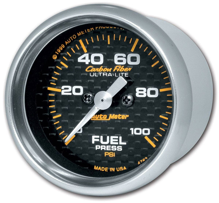 AUTOMETER 2-1/16", Full Sweep Electric, 0-100 psi Carbon Fiber Series Fuel Pressure Gauge AU4763 Autofit