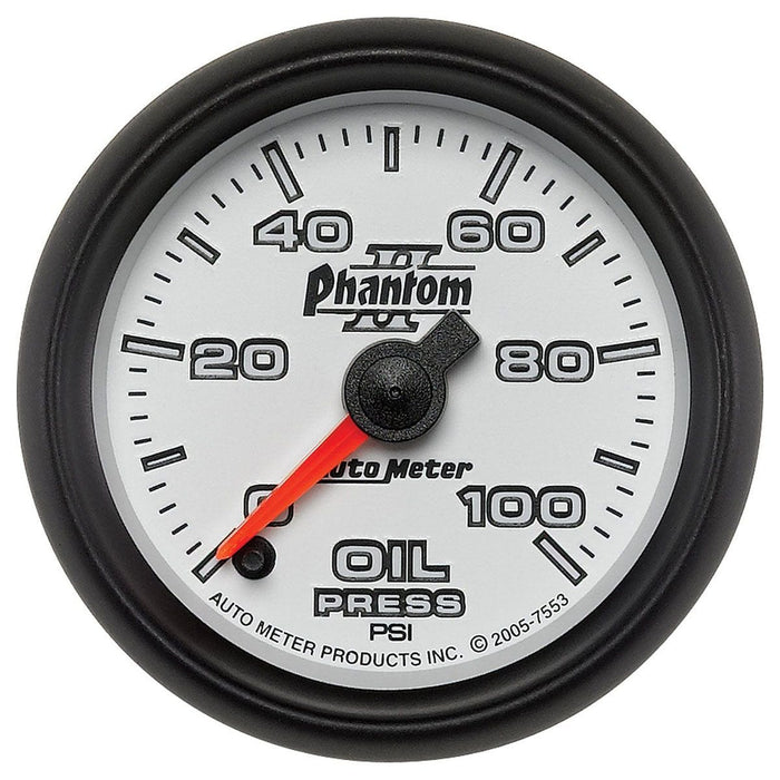 AUTOMETER 2-1/16", Full Sweep Electric, 0-100 psi Phantom II Series Oil Pressure Gauge AU7553 Autofit