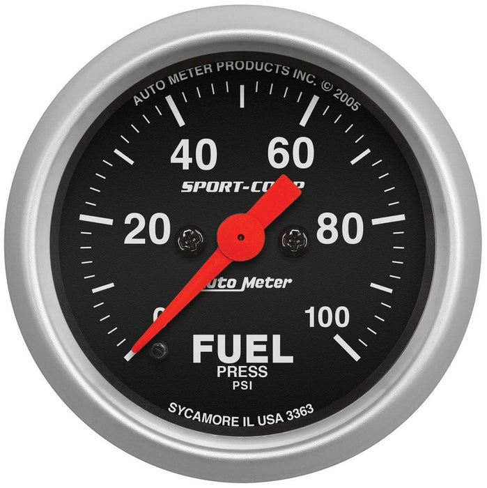 AUTOMETER 2-1/16", Full Sweep Electric, 0-100 psi Sport-Comp Series Fuel Pressure Gauge AU3363 Autofit