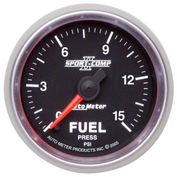 AUTOMETER 2-1/16", Full Sweep Electric, 0-15 psi Sport-Comp II Fuel Pressure Gauge AU3661 Autofit