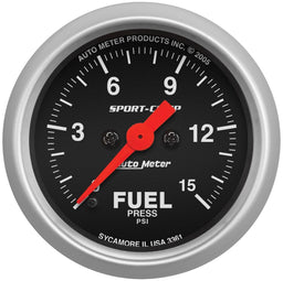 AUTOMETER 2-1/16", Full Sweep Electric, 0-15 psi Sport-Comp Series Fuel Pressure Gauge AU3361 Autofit