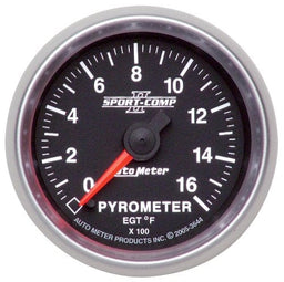 AUTOMETER 2-1/16", Full Sweep Electric, 0-1600°F Sport-Comp II Pyrometer Gauge AU3644 Autofit