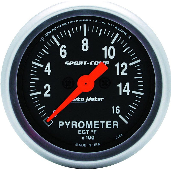 AUTOMETER 2-1/16", Full Sweep Electric, 0-1600°F Sport-Comp Series Pyrometer Gauge AU3344 Autofit