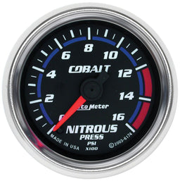 AUTOMETER 2-1/16", Full Sweep Electric, 0-1600 psi Cobalt Series Nitrous Pressure Gauge AU6174 Autofit