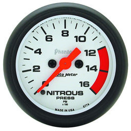AUTOMETER 2-1/16", Full Sweep Electric, 0-1600 psi Phantom Series Nitrous Pressure Gauge AU5774 Autofit