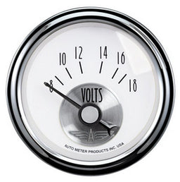 AUTOMETER 2-1/16", Full Sweep Electric, 0-18 Volts Prestige Series- Pearl Voltmeter Gauge AU2094 Autofit