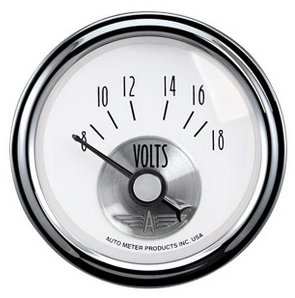 AUTOMETER 2-1/16", Full Sweep Electric, 0-18 Volts Prestige Series- Pearl Voltmeter Gauge AU2094 Autofit
