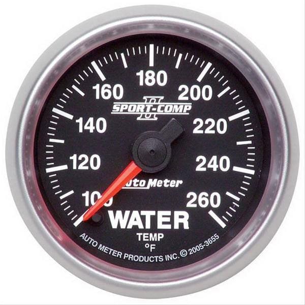 AUTOMETER 2-1/16", Full Sweep Electric, 100-260°F Sport-Comp II Water Temperature Gauge AU3655 Autofit