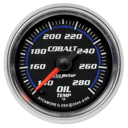AUTOMETER 2-1/16", Full Sweep Electric, 140-280°F Cobalt Series Oil Temperature Gauge AU6156 Autofit