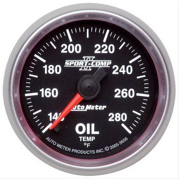 AUTOMETER 2-1/16", Full Sweep Electric, 140-280°F Sport-Comp II Oil Temperature Gauge AU3656 Autofit