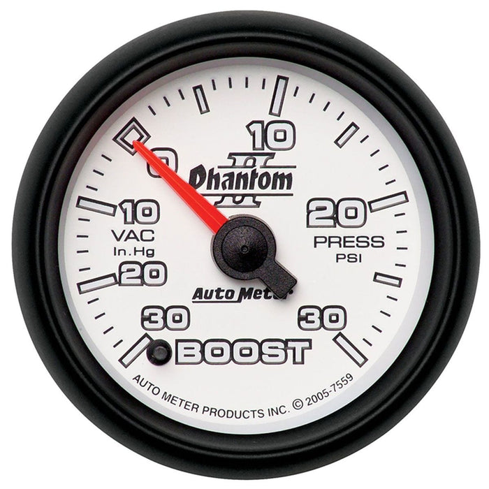 AUTOMETER 2-1/16", Full Sweep Electric, 30 In Hg./30 psi Phantom II Series Boost/Vacuum Gauge AU7559 Autofit