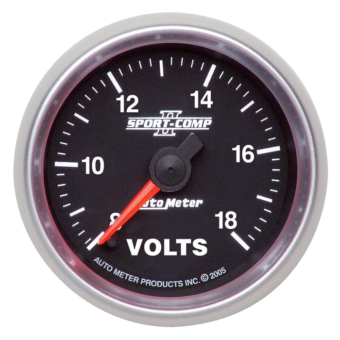 AUTOMETER 2-1/16", Full Sweep Electric, 8-18 volts Sport-Comp II Voltmeter Gauge AU3691 Autofit