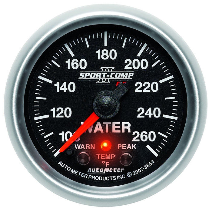 AUTOMETER 2-1/16", Full Sweep Electric, Peak Memory & Warning, 100-260°F Sport-Comp II Water Temperature Gauge AU3654 Autofit