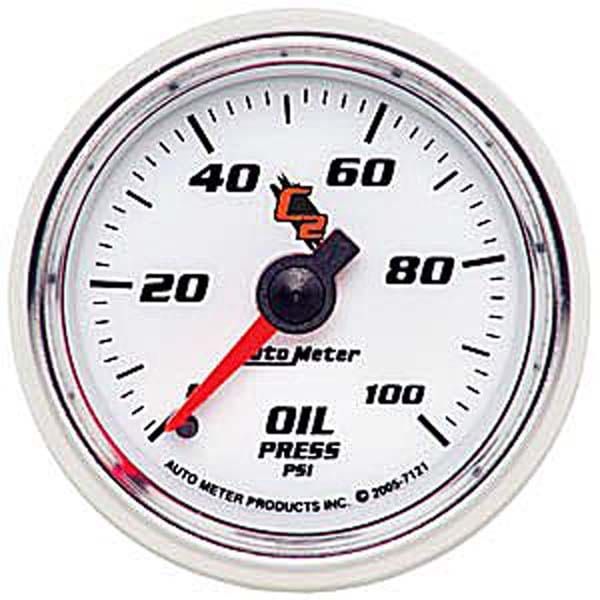 AUTOMETER 2-1/16", Full Sweep Mechanical, 0-100 psi C2 Series Oil Pressure Gauge AU7121 Autofit