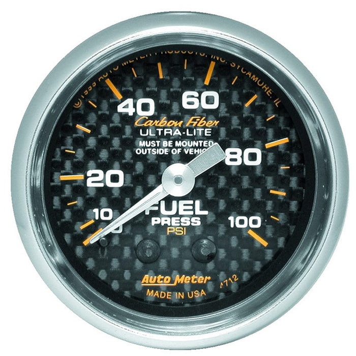 AUTOMETER 2-1/16", Full Sweep Mechanical, 0-100 psi Carbon Fiber Series Fuel Pressure Gauge AU4712 Autofit