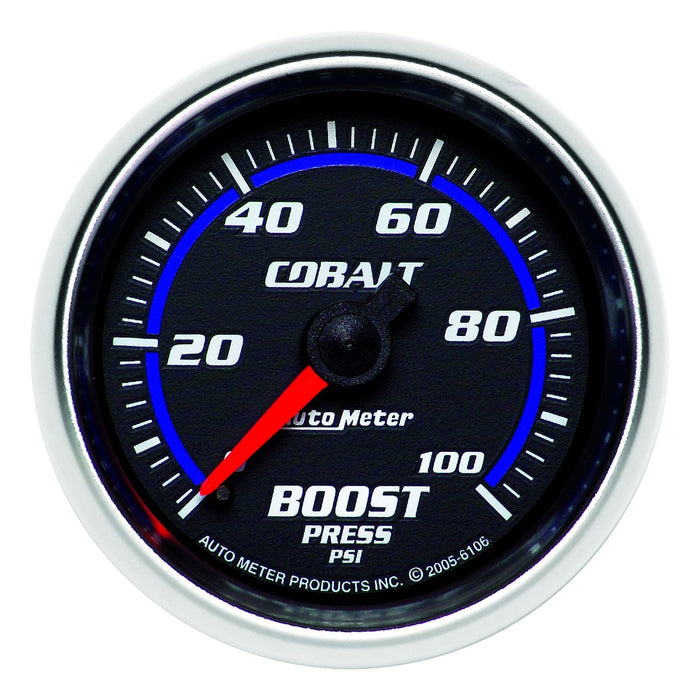 AUTOMETER 2-1/16", Full Sweep Mechanical, 0-100 psi Cobalt Series Boost Gauge AU6106 Autofit