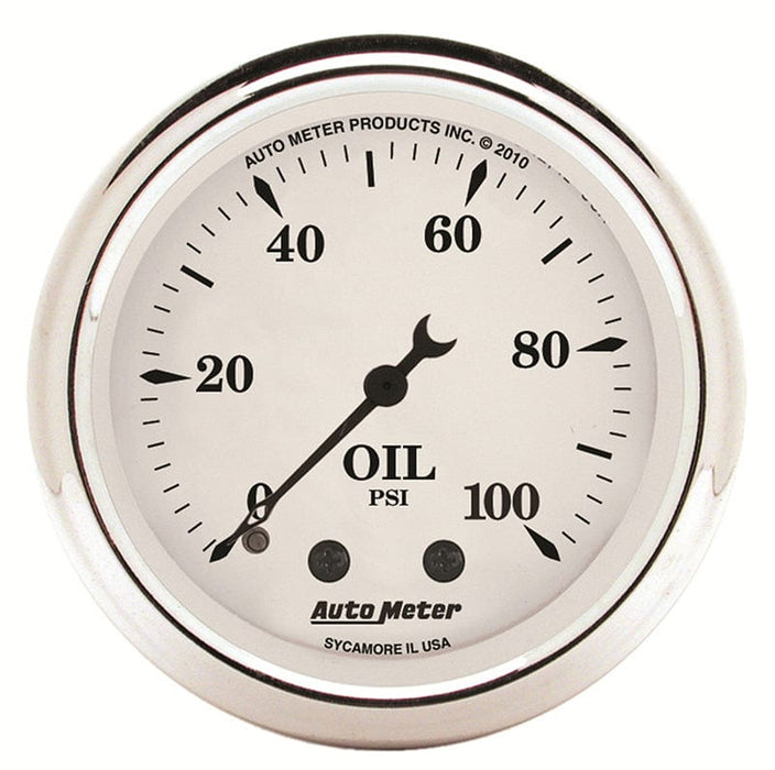 AUTOMETER 2-1/16", Full Sweep Mechanical, 0-100 psi Old Tyme White Oil Pressure Gauge AU1621 Autofit