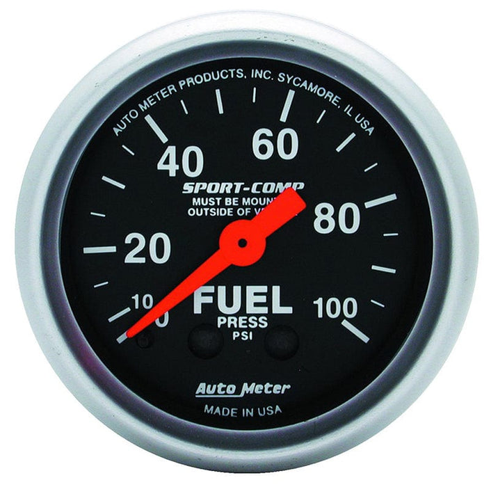 AUTOMETER 2-1/16", Full Sweep Mechanical, 0-100 psi Sport-Comp Series Fuel Pressure Gauge AU3312 Autofit