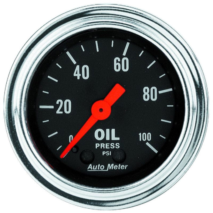 AUTOMETER 2-1/16", Full Sweep Mechanical, 0-100 psi Traditional Chrome Series Oil Pressure Gauge AU2421 Autofit