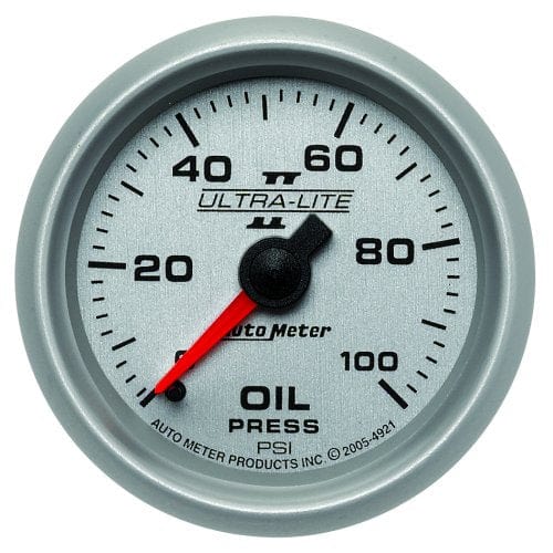 AUTOMETER 2-1/16", Full Sweep Mechanical, 0-100 psi Ultra-Lite II Series Oil Pressure Gauge AU4921 Autofit