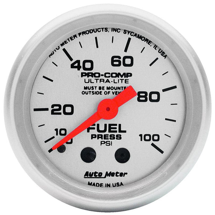 AUTOMETER 2-1/16", Full Sweep Mechanical, 0-100 psi Ultra-Lite Series Fuel Pressure Gauge AU4312 Autofit
