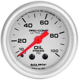 AUTOMETER 2-1/16", Full Sweep Mechanical, 0-100 psi Ultra-Lite Series Oil Pressure Gauge AU4321 Autofit