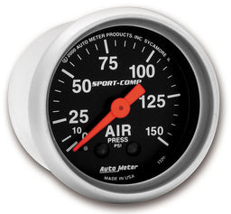 AUTOMETER 2-1/16", Full Sweep Mechanical, 0-150 psi Sport-Comp Series Air Pressure Gauge AU3320 Autofit