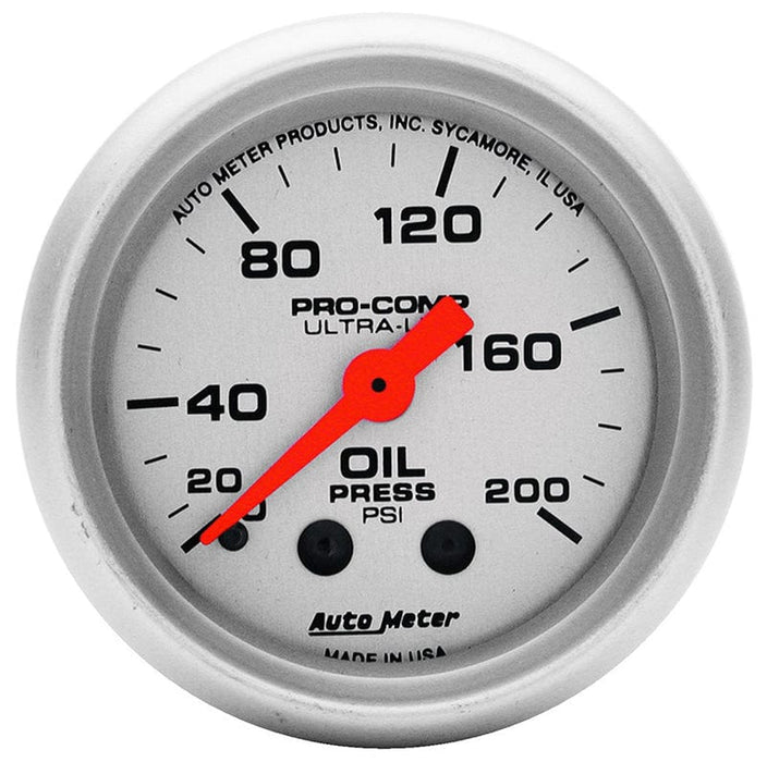AUTOMETER 2-1/16", Full Sweep Mechanical, 0-200 psi Ultra-Lite Series Oil Pressure Gauge AU4322 Autofit