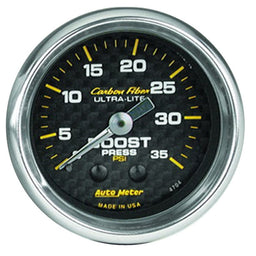 AUTOMETER 2-1/16" , Full Sweep Mechanical, 0-35 psi Carbon Fiber Series Boost Gauge AU4704 Autofit