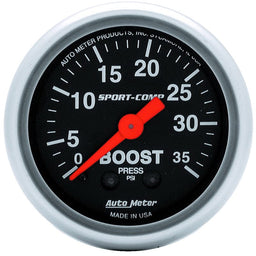 AUTOMETER 2-1/16", Full Sweep Mechanical, 0-35 psi Sport-Comp Series Boost Gauge AU3304 Autofit