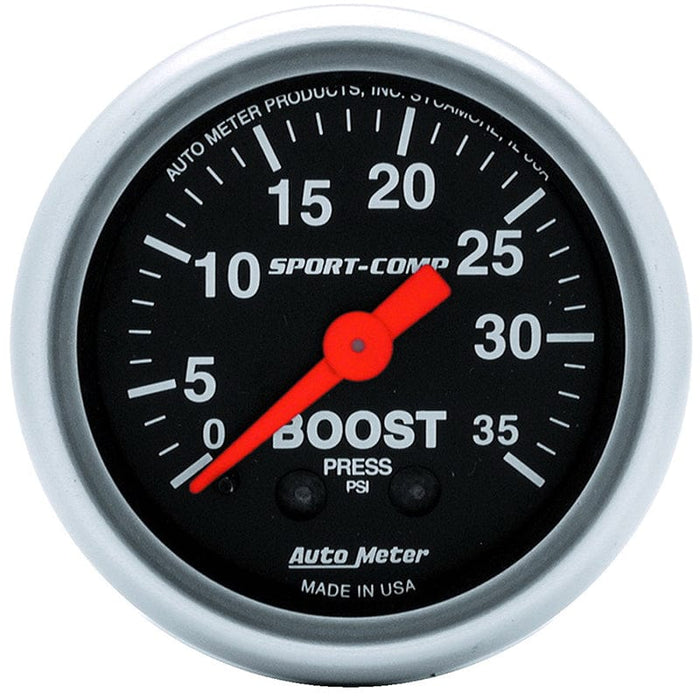 AUTOMETER 2-1/16", Full Sweep Mechanical, 0-35 psi Sport-Comp Series Boost Gauge AU3304 Autofit
