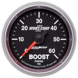 AUTOMETER 2-1/16", Full Sweep Mechanical, 0-60 psi Sport-Comp II Boost Gauge AU3605 Autofit