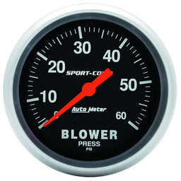 AUTOMETER 2-1/16", Full Sweep Mechanical, 0-60 psi Sport-Comp Series Blower Pressure Gauge AU3402 Autofit