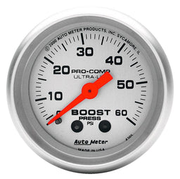AUTOMETER 2-1/16", Full Sweep Mechanical, 0-60 psi Ultra-Lite Series Boost Gauge AU4305 Autofit
