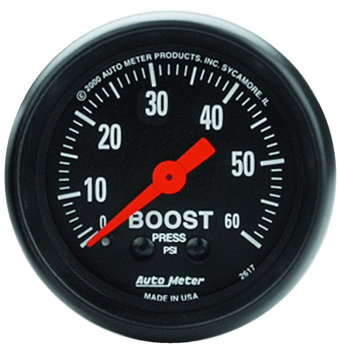 AUTOMETER 2-1/16", Full Sweep Mechanical, 0-60 psi Z-Series Boost Gauge AU2617 Autofit