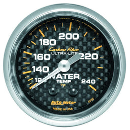 AUTOMETER 2-1/16", Full Sweep Mechanical, 120-240°F Carbon Fiber Series Water Temperature Gauge AU4732 Autofit