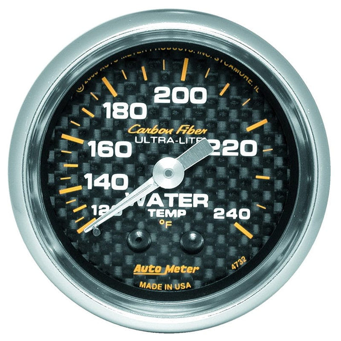 AUTOMETER 2-1/16", Full Sweep Mechanical, 120-240°F Carbon Fiber Series Water Temperature Gauge AU4732 Autofit