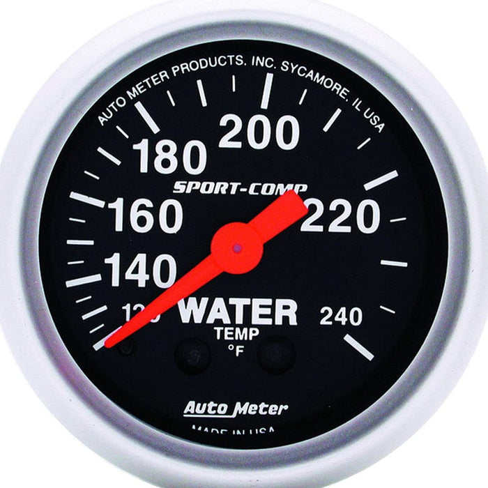 AUTOMETER 2-1/16", Full Sweep Mechanical, 120-240°F Sport-Comp Series Water Temperature Gauge AU3332 Autofit