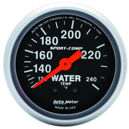 AUTOMETER 2-1/16", Full Sweep Mechanical, 120-240°F Sport-Comp Series Water Temperature Gauge AU3333 Autofit